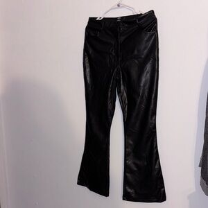Ardene Black Flare Faux Leather Pants